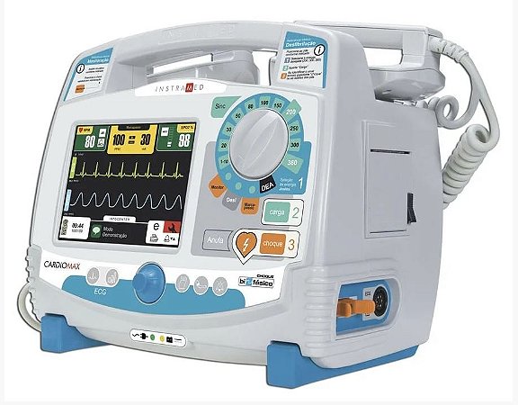 Cardioversor Bifásico CardioMax  Modo Dea com Marca Passo e impressora - Instramed