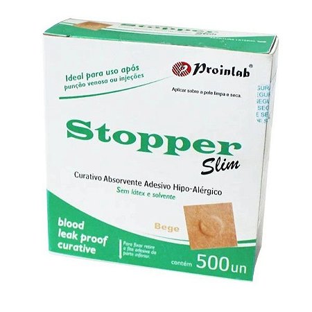 Curativo Stopper Slim Bandagem Bege 500 Unidades - Proinlab