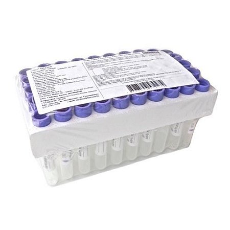 Tubo para Coleta de Sangue (Com Seringa) c/EDTA K3 Rack/50UN Tampa Roxa - Cral