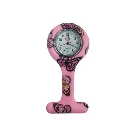 Relógio de Lapela Borboleta Rosa - Supermedy