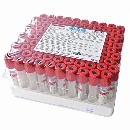 Tubo para Coleta de Sangue a Vácuo em Vidro com Ativador de Coágulo 5,0ML RACK/100 - Cral