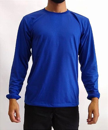 Camiseta gola redonda azul Royal - Manga longa