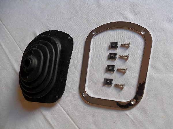 Kit aro cromado do console com coifa de borracha