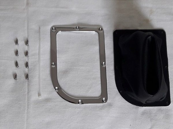 Kit aro cromado do console opala 75 a 78 coifa em courvin preto