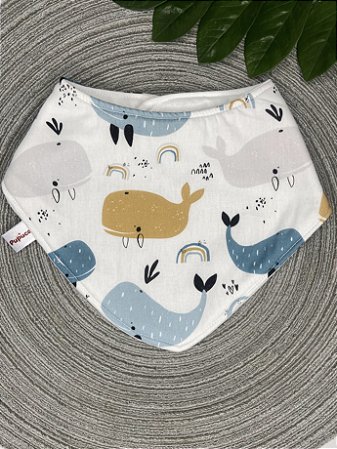 Babador Bandana Impermeável - Baleia