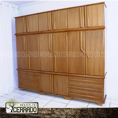 Guarda Roupas de Madeira 06 Portas Triplex Puxador Curvo