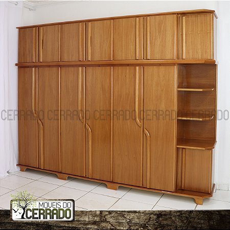 Guarda Roupas de Madeira 06 Portas + Canto Duplex Puxador Curvo