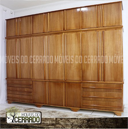 Guarda Roupas de Madeira 07 Portas Triplex 3 Portas Centrais Puxador Reto