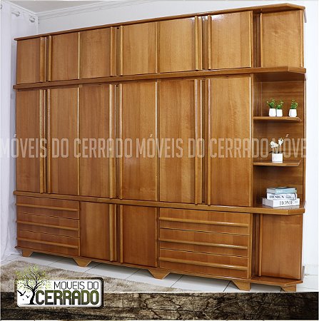 Guarda Roupas de Madeira 06 Portas + Canto Triplex Puxador Reto