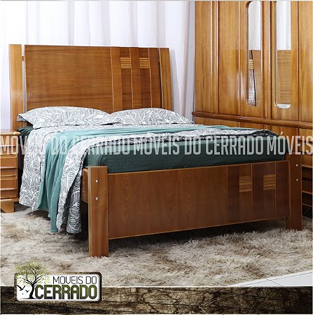 Cama Casal de Madeira Três Listras