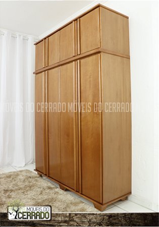 Guarda Roupas de Madeira Duplex 04 Portas Puxador Reto