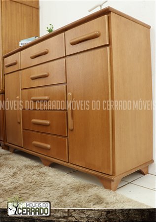 Cômoda de Madeira 05 Gavetas 02 Gavetinhas e 02 Sapateiras puxador Pão