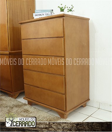 Cômoda de Madeira 05 Gavetas puxador Cava