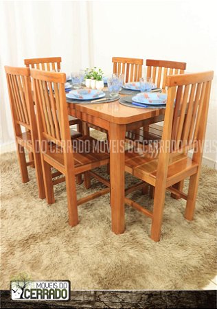 DUPLICADO - Jogo de Mesa de Madeira Maciça 06 Cadeiras Popular
