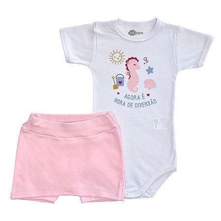 Roupa De Bebe Menina Conjunto Body E Short