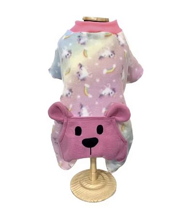 Macacão ursinho soft rosa