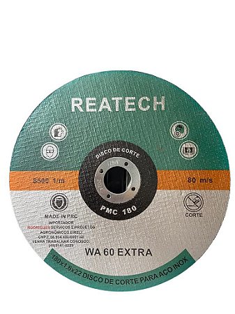 Disco de Corte 7 X 1,6 X 22mm Wa60 Extra Reatech