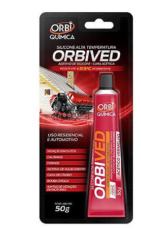 Adesivo Silicone Alta Temperatura Vermelho Blister 50g Orbived - 2560 - Orbi Química
