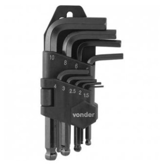 Jogo de Chave Allen Abauladas 1.5 a 10mm 9 Peças - 3573151000 - Vonder