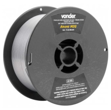 Arame de Solda Mig 0,8 Rolo com 1kg Sem Gás - 7432008001 - Vonder