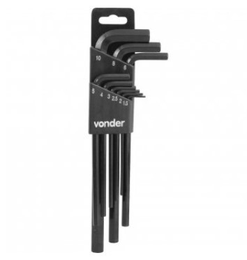 Jogo de Chave Allen Longa 1.5 a 10mm 9 Peças - 3573150100 - Vonder