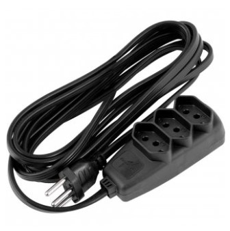 Extensão Elétrica com 5m Cabo Pp 3x0,75 Mm² 2p+t Preta Modelo Sort - 1787 - Daneva