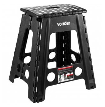 Banqueta Plástica Dobrável Preta Altura 450mm - 3540045002 - Vonder