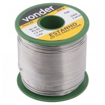 Estanho em Fio com Fluxo 1,0mm 40x60 com 500 G - 7451406010 - Vonder