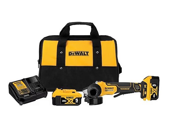 Kit de Esmerilhadeira Angular de 4.1/2 Pol. (115mm) - 5 Pol. (125 Mm) Sem Fio de 20v Max* com Carregador e 2 Baterias de 4.0ah Xr de 20v Max* e Bolsa para Transporte - Dcg413p2-br - Dewalt