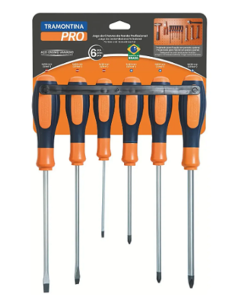 Jogo Chave Fenda e Phillips Ultragrip Plus 6 Peças Tramontina