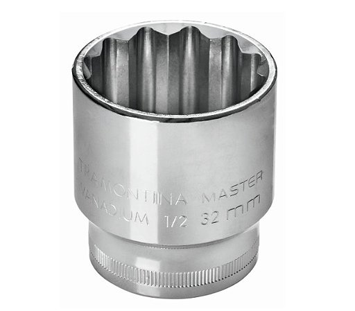 Soquete Estriado 13mm Encaixe 1/2 Pol. em Aço Cromo Vanádio com Acabamento Cromado - Tramontina Master