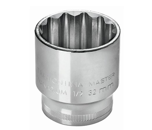 Soquete Estriado 10mm Encaixe 1/2 Pol. em Aço Cromo Vanádio com Acabamento Cromado - Tramontina Master