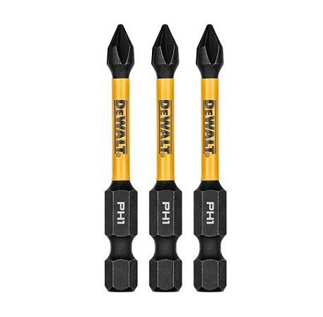 Ponta Bit Philips Ph1 57mm com 3 Unidades Flextorq - Dwaf2ph1ir3 - Dewalt