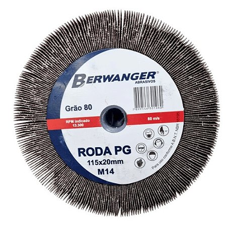 Roda Pg de Lixa com Rosca M14x115x20mm Grão 100 - 454 - Berwanger