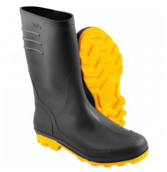Bota de Pvc Preta com Solado Amarelo Cano Médio Sem Forro 39 - 7075390000 - Vpmder
