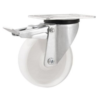 Rodízio Giratório 3 Pol. de Nylon Branco com Freio - 3579700300 - Vonder