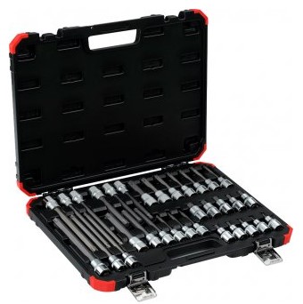 Jogo de Soquetes Hexalobular Encaixe de 1/2 Pol. com 32 Peças - R68003032 - Gedore Red