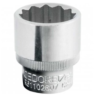 Soquete Estriado com Encaixe de 1/2 Pol. 26mm - 3041300341 - Gedore Red