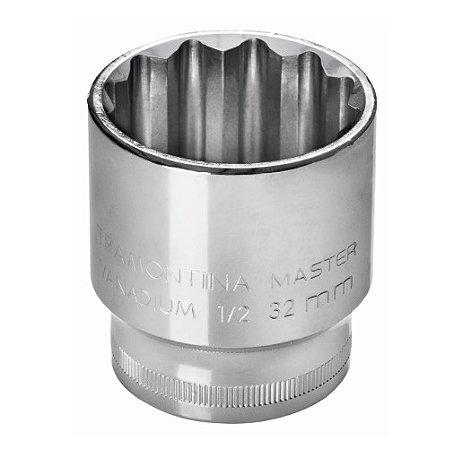 Soquete Estriado 8mm Encaixe 1/2 Pol. em Aço Cromo Vanádio com Acabamento Cromado - 43601108 - Tramontina Master