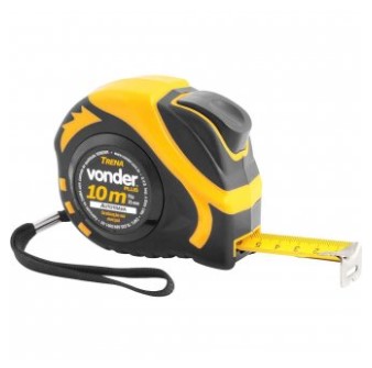 Trena Curta de Aço Autotrava 10m X 25mm - 3868110110 - Vonder Plus
