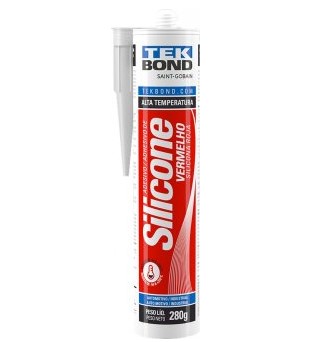 Borracha de Silicone Acético Alta Temperatura Vermelho 280g - 1641006280 - Tekbond