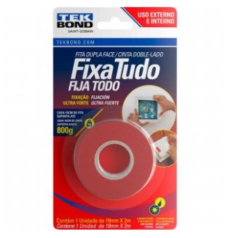 Fita Dupla Face Acrílica 19mm X 2m Uso Externo Fixa Tudo - Tekbond