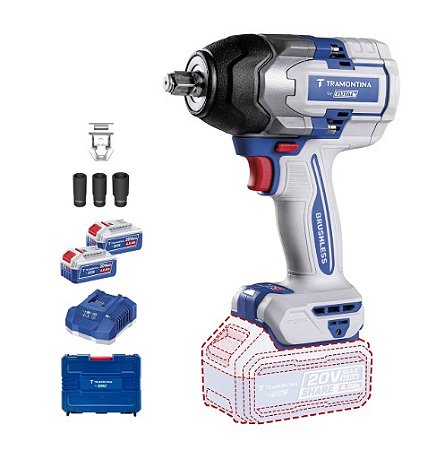 Chave de Impacto 1/2 20v 850nm 2 Baterias Tramontina By Total