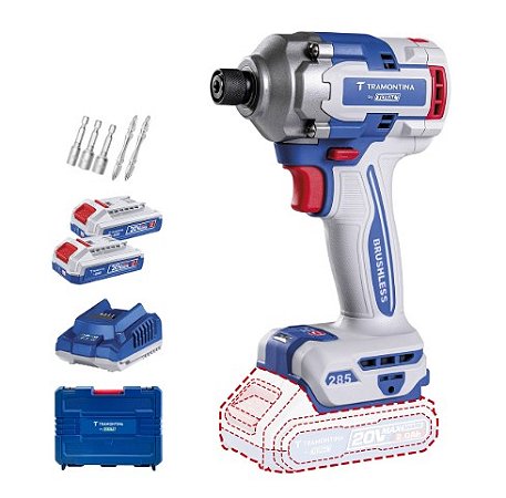Parafusadeira Impacto 1/4 20v 285nm 2 Bat Tramontina By Total