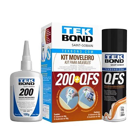 Kit Moveleiro Tekbond 200 Adesivo Instantâneo 100g + Ativador Qfs 100g