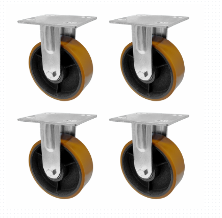 Kit 4 Rodizio Fixo 3 Pol Roda Pu Laranja