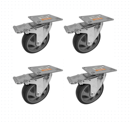 Kit 4 Rodizio Giratorio C/freio 2 Pol Pvc
