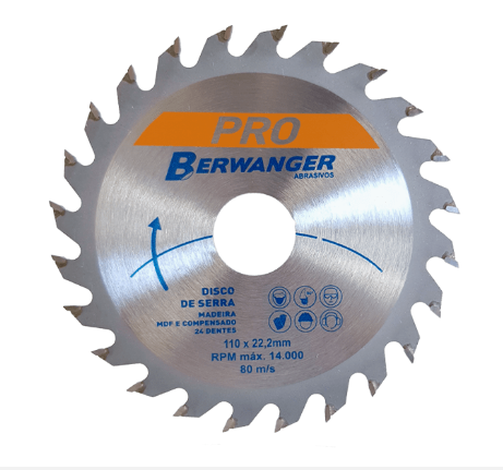 Disco para Serras Circulares Pró 36 Dentes 110x22mm Berwanger