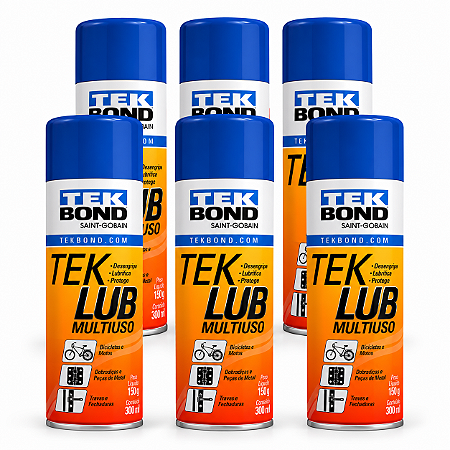 Kit 6 Desengripantes Spray Multiuso Tek Lub 300ml Tekbond