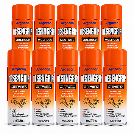 Kit 10 Desengripantes Spray Argacon Desengrip Multiuso 300ml 120g